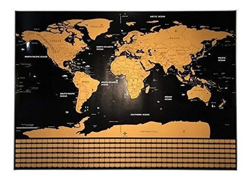 Mapa Mundo Grande 82x60 + Accesorios | Mapa Rascar Tubo