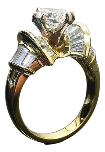 Anillo De Mujer De Joyería Brillante Dorada