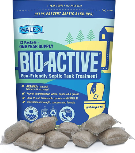 Walex Bio-31112 Bio-active Drop-ins Septic Additive, 12 Pack