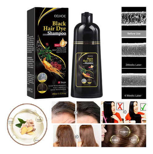 Champú Natural Para Teñir El Cabello Con Hierbas Negras