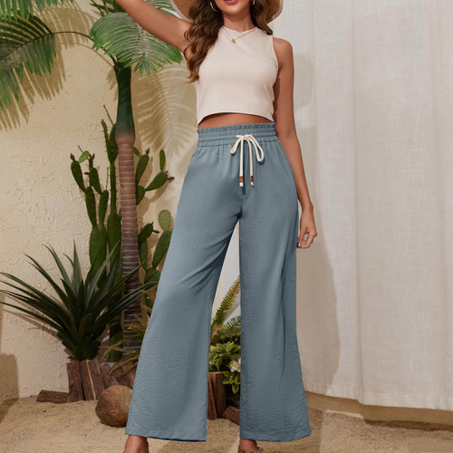 Pantalón De Cintura Alta, Elástico, Cómodo, Cinturón Ancho