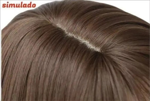Peluca De Cabello Humano Largo Y Rizado Marrón Con Flequillo