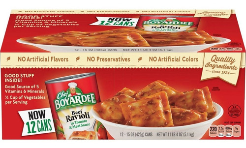 Chef Boyardee Beef Raviola Salsa Para Pasta Caja Con 12