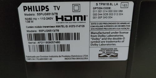 Imagem 5 de 5 de Tv Philips 55pug6513/78 - Para Retirada De Peças