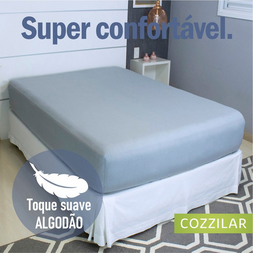 Lençol Avulso King Cozzilar Com Elástico Em Tecido 100% Liso Cor Cinza