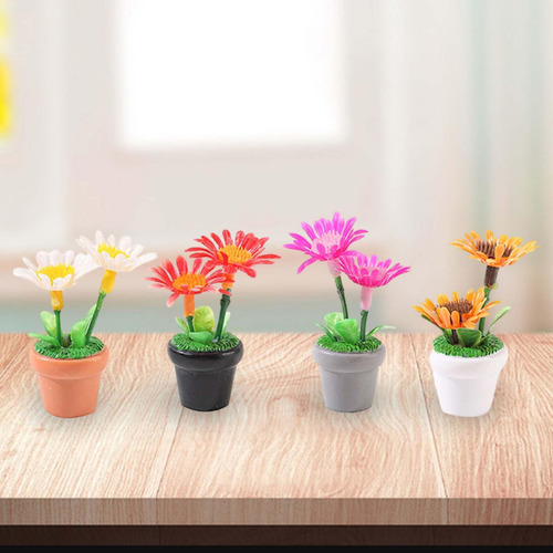 4x Mini Adorno De Planta En Maceta Flores De Casa De