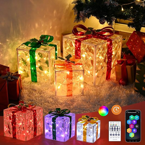 Cajas De Regalo Grandes Iluminadas De Navidad Para Exteriore