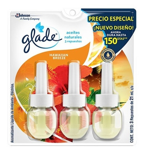 Glade Plug Ins Aceites Nat 3pk 21ml Hawaiian Breez