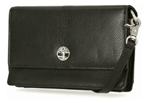 Timberland Bolso Bandolera De Piel Rfid, Negro (pebble),