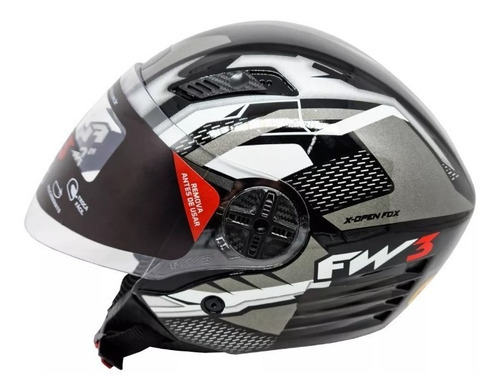 Capacete Moto Aberto Fw3 X Open Fox C/ Óculos Colorido Tamanho Do Capacete 56 Cor Grafite