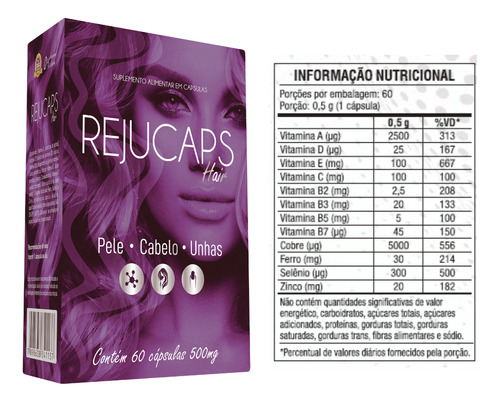 Rejucaps Hair Blister C/ 60cps Sem Sabor