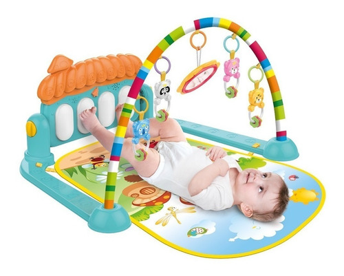 Imagen 2 de 10 de Gimnasio Piano Manta Con Sonajeros Para Bebe