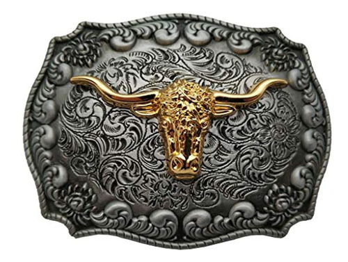 Xwest Long Horns Belt Buckle Golden Texas Buckles