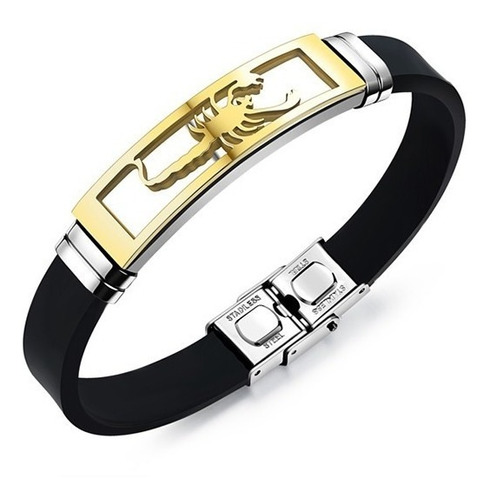 Pulseira Bracelete Masculina Escorpião Aço 316l Ouro 18k !!