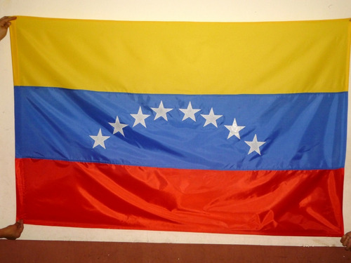 Bandera De Venezuela. 140 X 90 Cms. Estrellas Aplicadas