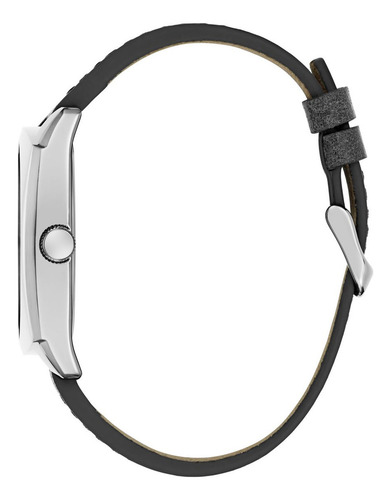 Reloj Guess Hombre Xander Color Negro Bisel Plateado Fondo Verde Oscuro