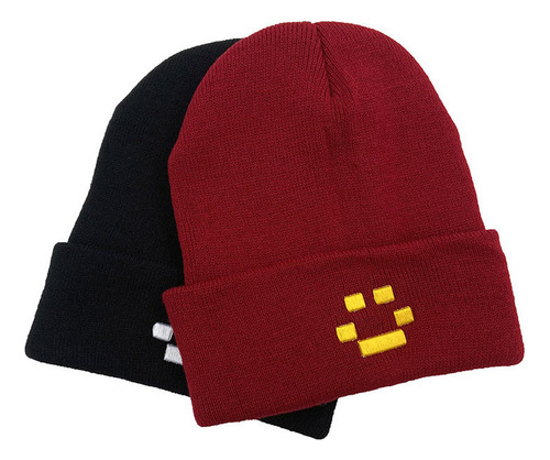 2pcs Gorro De Hip Hop Con Pareja De Punto Bordado Quackity