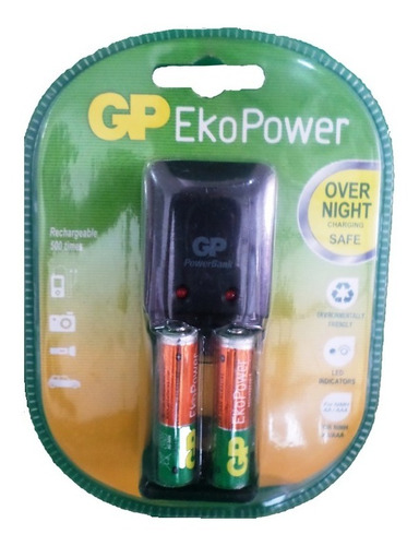 Cargador Gp Aa/aaa Overnight Con 2 Baterias Aaa 650mah