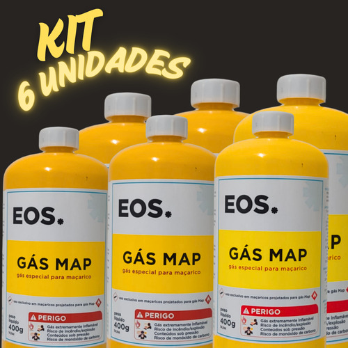 Kit 6 Refil Cilindro Gás Map 400g Para Maçarico Portátil Eos