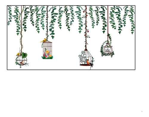 Pegatinas Para Jaulas De Pájaros Y Plantas Verdes De Persona