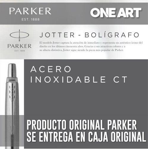 Boligrafo Parker Jotter Acero Clip Dorado + Grabado Incluido