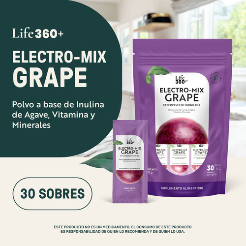 Life360+ Electro-mix Effervescent Drink Uva 30 Sobres