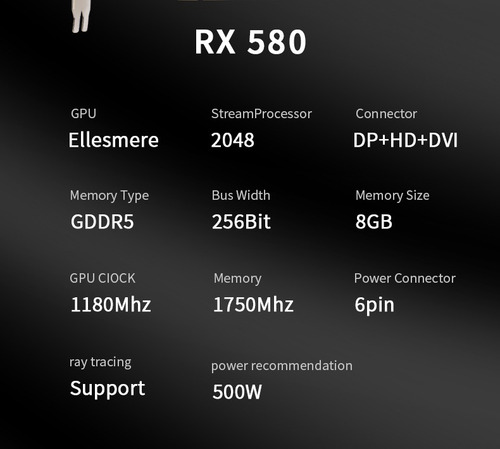 Tarjetas Gráficas Rx580 8gb Ddr5 Gpu Pc Gaming Juego De Escr