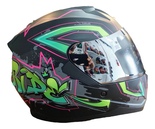 Casco  Mac M67 Bass Edición Ltda Graffiti Negro/rosa+visor 