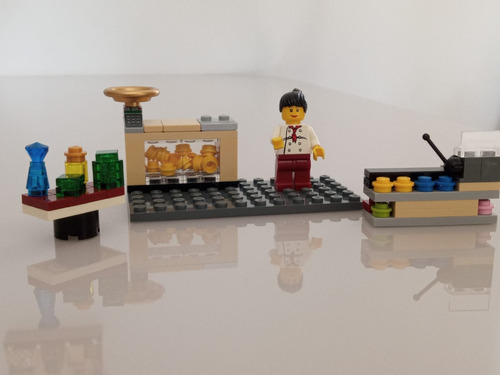 Lego Confeiteiro Base Cinza 4,5x9,5, Boneca, Balcão, Balança