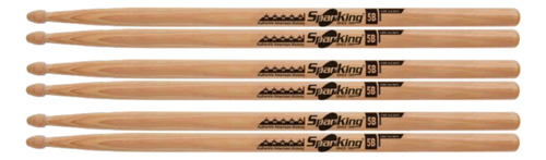 Kit 3 Baqueta Bateria 5b Hickory Ponta Madeira 178 Spanking