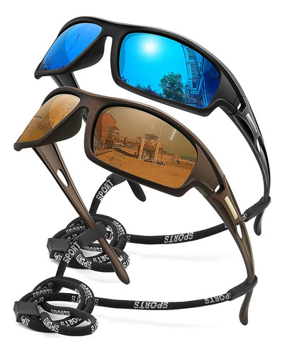Lentes De Sol Polarizados Con Protección Uv400 P/hombre 2 Pz Color Blue/brown