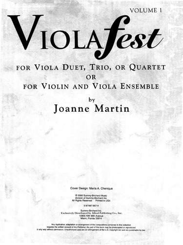 Viola Fest Vol.1 For Viola Duet, Trio, Or Quartet Or For Vio