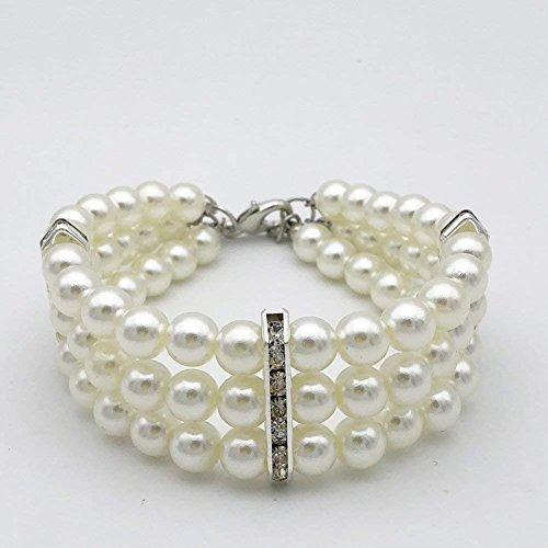 Petfavorites Fancy 3 Row Pearls Diamante Collar De 3hqfm