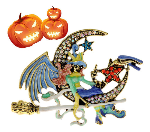 Broche Bruja Y Luna Bruja Que Miente En El Ramillete De La L