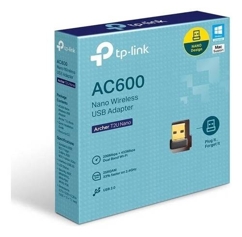 Adaptador Tp-link Ac600 Archer T2u Nano Usb 2.0