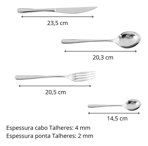 Faqueiro Luxo Aço Inox Conjunto Talheres Monaco 16 Peças Premium Tuut