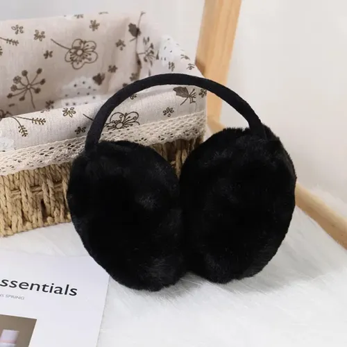 Orejeras De Invierno Lisas De Piel Alejandra Carteras Negro Liso