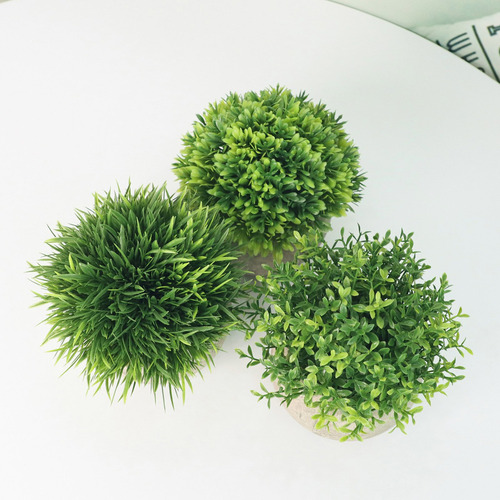 A Maceta Con Planta Artificial Pequeña Y Verde, 3 Unidades