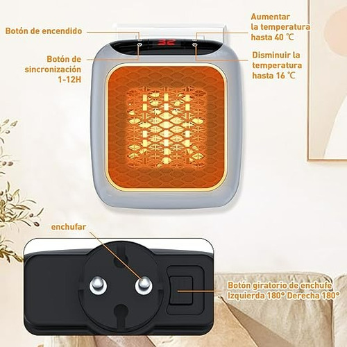 Mini Aquecedor Handy Heater Turbo 800w Portátil Color Gris