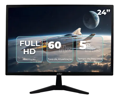 Monitor Gamer Aitek AMO-1024LITE 24" Pol Led Fhd Escritório Home Office 60hz 5ms Hdmi