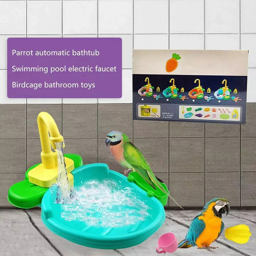 Tina Automática De Loros Con Ducha, Bonita Y Divertido