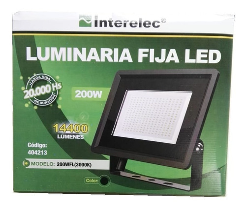 Imagen 2 de 3 de Reflector Proyector Led 200w Exterior Calida Interelec