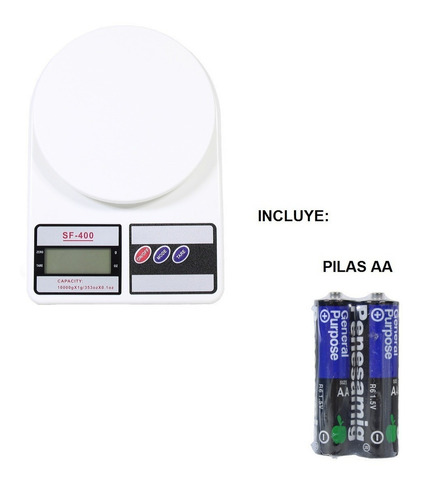 Báscula de cocina digital SQ Cozinha SF-400 pesa hasta 10kg blanca