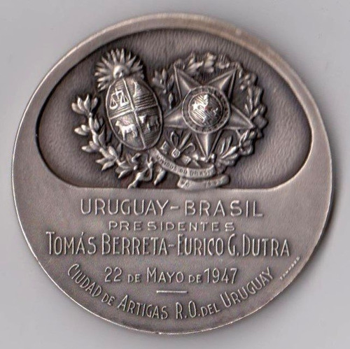 Medalla Uruguay-brasil Presidentes Berreta-dutra 1947 #515