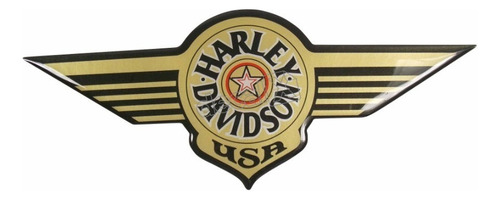 Adesivo Emblema Compatível Harley Davidson 3d 9x23 Cms Rs2 Cor Logo Harley Davidson Motor Cycles 100 Anos Resinado