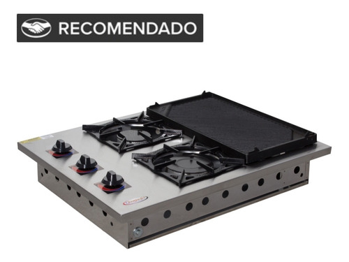 Imagem 1 de 10 de Fogão 2 Bocas Alvenaria Embutir Cooktop Inox Chapa Itajobi