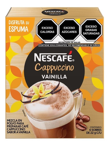 Caja De Café Nescafé Capuccino Vainilla 6 Sobres 22grs. C/u