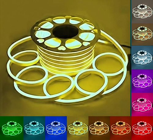 Tira Manguera Luz Led Flexible Neon Exterior 50mts Amarillo Limon Veoquiero