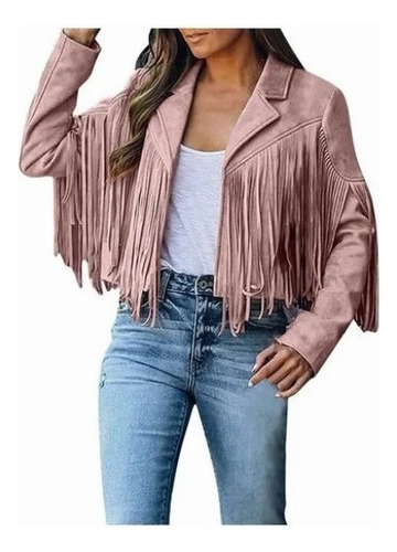 Chaqueta Con Flecos Para Mujer, Chaqueta De Gamuza Estilo Va