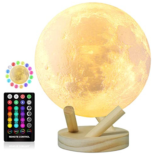 Gropinfly Moon Lamp 16 Colors 3d Moon Light,touch & Remote C